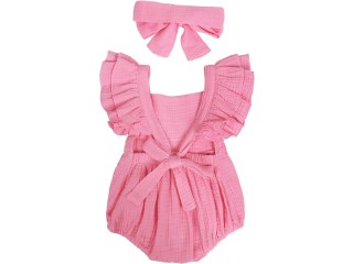 AmzBarley Baby Jumpsuit Set Girls' One-Piece Rompers Toddler Ruffle Pocket Denim Summer Outfit Clothes