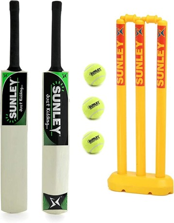 sunley-just-kidding-popular-willow-cricket-bat-with-3-pc-tennis-ball-wicket-set-for-kids-size-3-age-6-8-years-old-kids-big-0