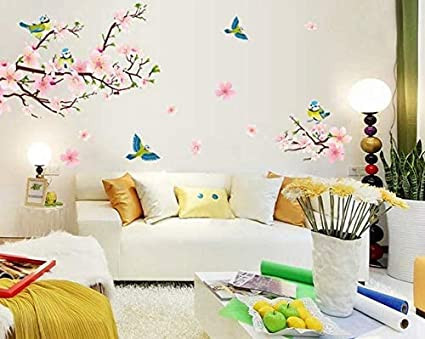 peach-blossom-bird-diy-wall-stickers-removable-for-kids-rooms-home-decor-big-1