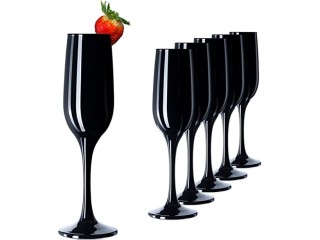PLATINUX - Set of 6 champagne glasses made of black glass