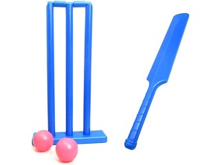 Heavy-Duty Plastic Cricket SetRandom Color Include 1 Bats 2 Balls 1 Bases 3 Stumps for Indoor & Outdoor Beach Game