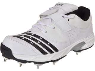 HITMAX Sports cs.765 Metal Spikes Cricket Shoes for Men (White) |Durable