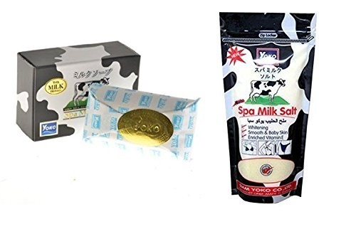 yoko-spa-milk-salt-shower-bath-moisturizing-body-wash-refill-size-300g-plus-yoko-spa-milk-soap-with-vitamins-and-milk-protein-big-0