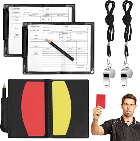 referee-cards-set-football-red-and-yellow-cards-coach-whistle-with-wallet-scoresheets-pencil-accessories-for-football-soccer-game-sports-4pcs-big-0