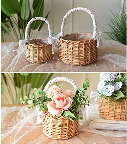 assr-2-x-woven-storage-baskets-with-handle-and-ribbon-wedding-flower-girl-baskets-wicker-basket-rattan-flower-basket-for-home-garden-decoration-a2-big-2