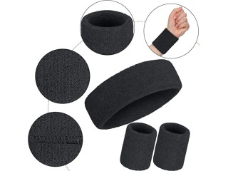 WILLBOND 3 Pieces Sweatbands Set, Includes Sports Headband and Wrist Sweatbands Sweat Band for Athletic Men and Women