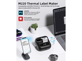 Phomemo M220 Label Maker, 3.14 Inch Label Printer, Bluetooth Thermal Sticker Printer for Barcode