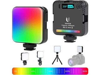 LED Camera Light with 360 Full Color, 2000mAh Rechargeable Portable Photography Lighting