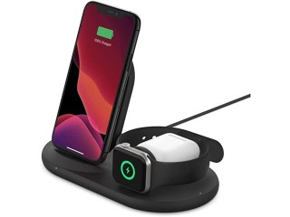 Belkin 3 in 1 Wireless Charger - Wireless Charging Station for iPhone 14/14 Plus/14 Pro/14 Pro Max and Earlier Models