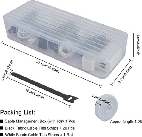 cable-management-box-with-20-wire-ties-straps-plastic-power-cord-organizer-big-0