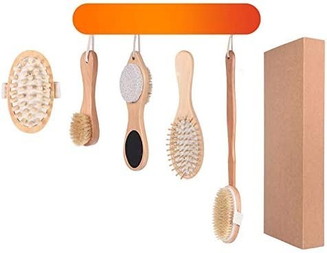 stufy-body-brush-set-exfoliating-long-handle-clean-bath-accessories-bamboo-natural-skin-care-bath-brush-set-reliable-material-big-1