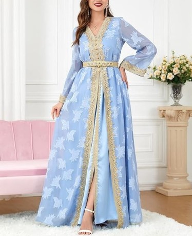 haakyea-ramadan-abayas-dress-for-woman-muslim-sets-vneck-floral-embroidery-lace-insert-belted-kaftan-long-sleeve-marrow-chic-and-elegant-big-0