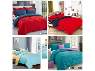 Homespun Soft Microfibre Comforter Blanket Lightweight Reversible Quilt Duvet All Weather, Single Bed, Red and Blue Color