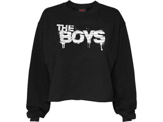 Popgear The Boys Text Logo White Women's Cropped Sweatshirt