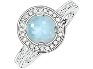 THOMAS SABO Glam & Soul 925 Sterling Silver Ring with Aquamarine
