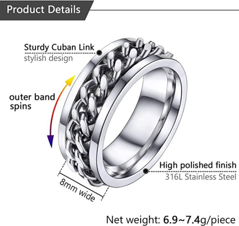 u7-men-women-stainless-steel-5mm-7mm-wide-sturdy-band-cuban-link-chain-ringspinner-rings-size-5-to-12-gift-wrapped-big-1