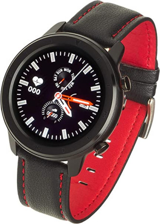 garett-mens-5s-leather-smart-watch-blackred-big-0