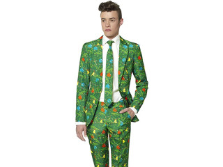 Suitmeister Christmas Suits for Men Ugly Xmas Sweater Costumes Include Jacket Pants & Tie