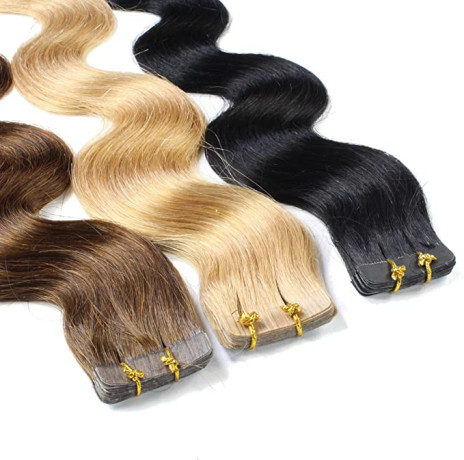 hair2heart-25g-x-10-tapes-wavy-human-hair-extension-natural-black-40-cm-length-big-2