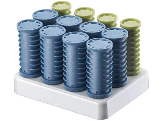 Conair Instant Heat Compact Hot Rollers w/Ceramic Techology; Black Case with Blue and Green Rollers, 12 Count