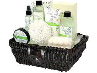 Gift Baskets for Women, Spa Gifts for Her, Lily 10pc Set, Best Gift Idea for Women