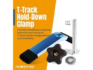 POWERTEC 71168 T-Track Hold Down Clamps, 5-1/2 L x 1-1/8 Width 2 Pack