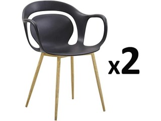 ZONS Hiro Set of Dining Room Chair with PP Seat, Black, 2