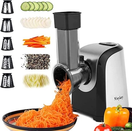 meykey-electric-vegetable-slicer-electric-shredder-electric-kitchen-grater-150-watt-stainless-steel-drums-5-cone-blades-big-3