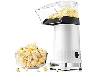 Nictemaw Popcorn Machine, White, 1200 W Popcorn Maker, Grease-Free & Oil-Free, Healthy Snack for Home