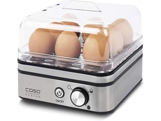 CASO E 9 - Design Egg Boiler, Electronic Egg Boiler for up to 8 Eggs, Removable Pourer Carrier, Acoustic Signal, BPA-Free