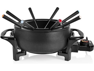 Tristar Electric Fondue Kit for up to 8 People, 1.5 Litre Capacity, Includes Stainless Steel Forks, 1000 Watt, FO-1107, Black