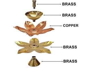 NOBILITY Brass Diya Copper Lotus Flower Petal Kamal Shape Metal Deepak Traditional Indian Diwali Deepawali Puja Pooja