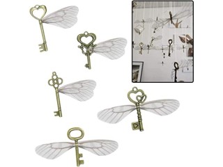 Sweieoni Vintage Key Decoration Antique Pendant Set of 40 Decorative Keys Retro Pendants with Dragonfly Wings Charm Set