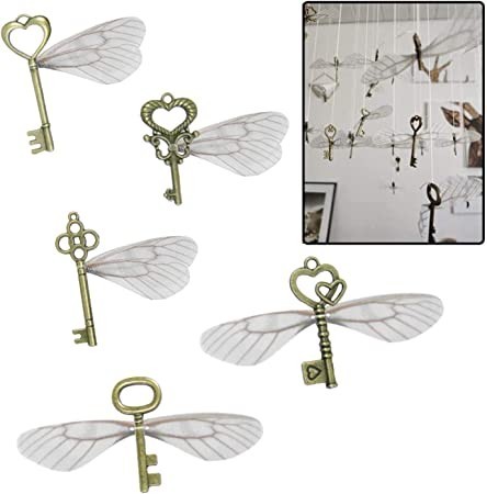 sweieoni-vintage-key-decoration-antique-pendant-set-of-40-decorative-keys-retro-pendants-with-dragonfly-wings-charm-set-big-0