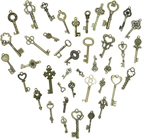 sweieoni-vintage-key-decoration-antique-pendant-set-of-40-decorative-keys-retro-pendants-with-dragonfly-wings-charm-set-big-2