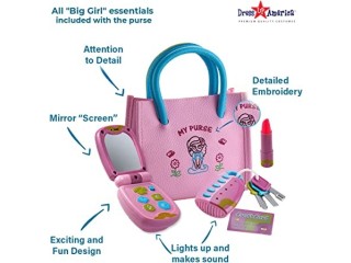 Dress Up America Pretend Play Princess Set for Girls with Handbag, Flip Phone, Light Up Remote with Keys, Play Lipstick & Kids Credit Card