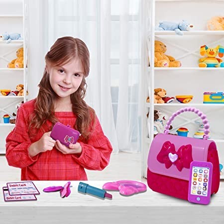 playkidz-princess-my-first-8-pieces-kids-purse-pretend-play-toy-set-with-cool-girl-accessories-includes-phone-and-bag-with-lights-and-sound-big-0