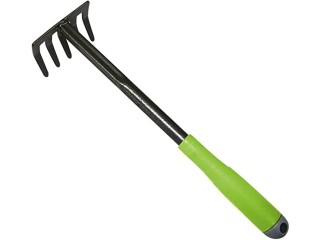 Xclou Small rake in Black, Yellow, Powder-Coated Arithmetic with Silver Hammer Blow