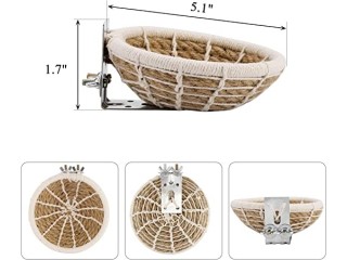Filhome Bird Nest Made of Hemp Rope Budgie Bed Breeding Nest Cages Nest for Parrots Budgies Finches (Size: 13 x 13 x 4.5 cm)