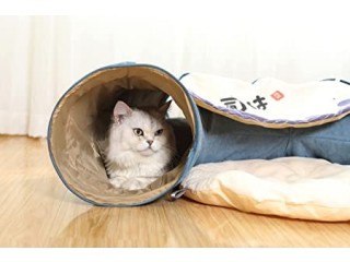 Pandawant Cat Play Tunnel, Cat Bed for Indoor Cats with Removable Central Mat