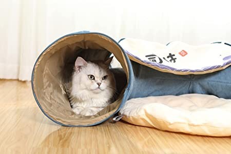 pandawant-cat-play-tunnel-cat-bed-for-indoor-cats-with-removable-central-mat-big-0