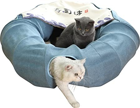 pandawant-cat-play-tunnel-cat-bed-for-indoor-cats-with-removable-central-mat-big-1