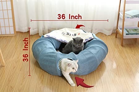 pandawant-cat-play-tunnel-cat-bed-for-indoor-cats-with-removable-central-mat-big-2