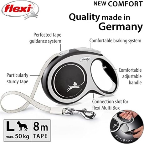 flexi-new-comfort-tape-grey-black-large-8m-retractable-dog-leashlead-for-dogs-up-to-50kgs110lbs-big-1