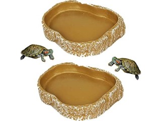 Mikqky 2 Pieces Water and Food Bowl for Reptiles, Reptile Bowl