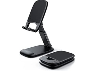 Lamicall Foldable Phone Stand for Desk - Height Adjustable Cell Phone Holder Portable Cellphone Cradle Desktop Dock for
