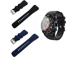 SourceTon Compatible with Huawei Watch GT Silicone Bands and Screen Protectors, Silicone Wristbands