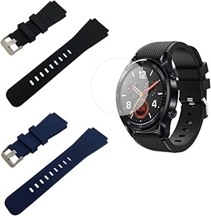 sourceton-compatible-with-huawei-watch-gt-silicone-bands-and-screen-protectors-silicone-wristbands-big-0