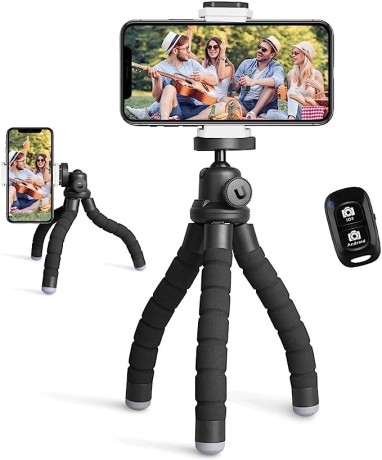 ubeesize-phone-tripod-portable-and-flexible-tripod-with-wireless-remote-and-clip-big-0