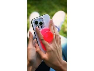 PopSockets: MagSafe Phone Grip, Phone Holder, Wireless Charging Compatible - Neon Pink Translucent